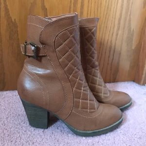 Brown Heeled Booties Size 9